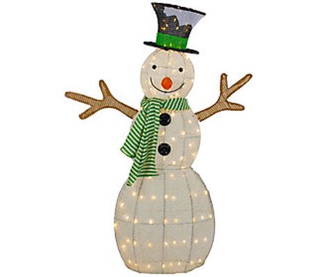 Northlight 43" LED  Snowman w/Top Hat & Green S carf Decoration