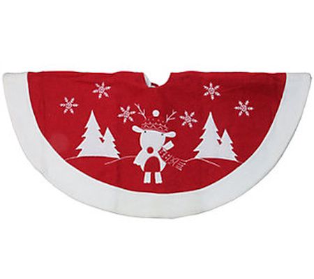 Northlight 46" Red & White Winter Reindeer Tree Skirt
