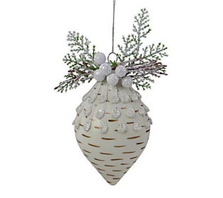 Northlight 5" Cedar & Berries White Finial Chri stmas Ornament