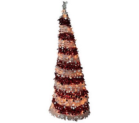 Northlight 6' Candy Cane Pop-Up Christmas Tree, Clear Lights
