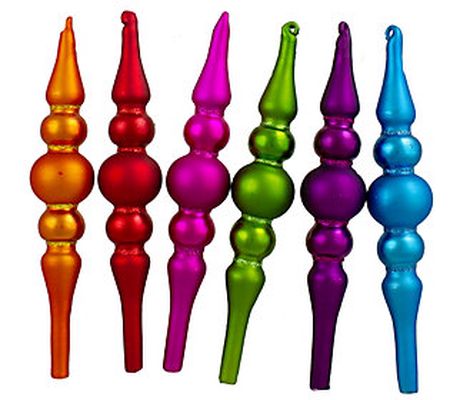 Northlight 6ct Vibrantly Colored Glass Finial O rnament 6.25"