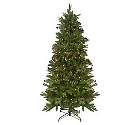 Northlight 7.5' Mixed Winter Berry Pine Tree-Cl ear Lights