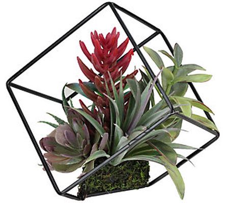 Northlight 7" Artificial Succulent Arrangement in Wire Frame