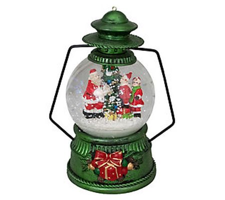 Northlight 8" Santa Claus and Kids By Tree Lant ern Snow Globe