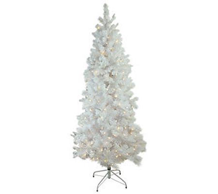 Northlight 9' Prelit Slim Flocked White Pine Ch ristmas Tree