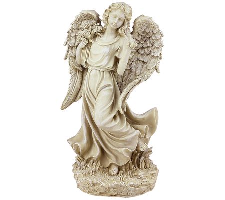 Northlight Angel with Bird and Bouquet Statue