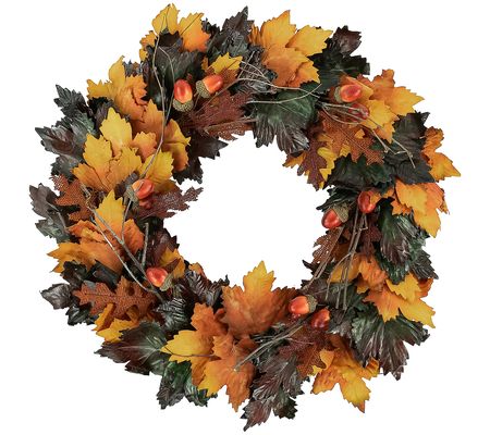 Northlight Autumn Harvest Leaves Wreath - 20"