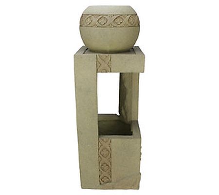 Northlight Beige Floral Bowl Sphere Fountain