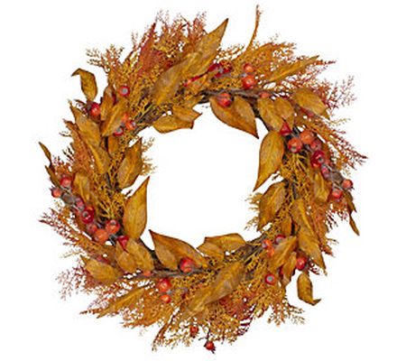 Northlight Berry & Leaves Fall Harvest Wreath - 24"