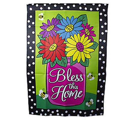 Northlight Bless this Home Bouquet with Vase Fl ag 28" x 40"