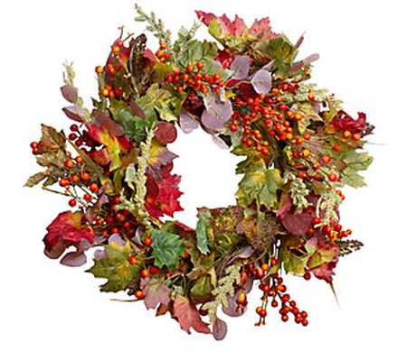 Northlight Leaves & Berries Fall Harvest Wreath 20"