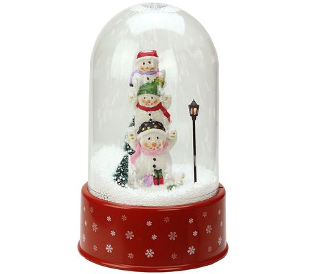 Northlight Musical Stacked Snowmen Christmas Sn ow Dome