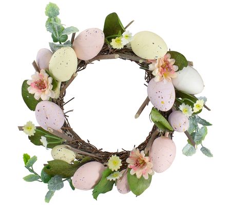 Northlight Pastel Easter Egg Mini Easter Wreath Pink & Yellow
