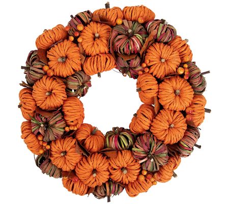 Northlight Pumpkin Fall Harvest Wreath 15"