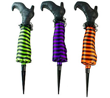Northlight S/3 Striped Witch Leg Halloween Path way Markers
