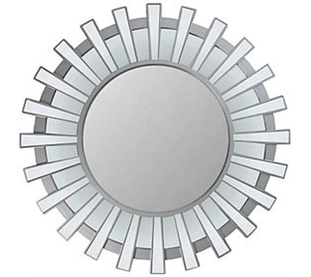 Northlight Sunburst Silver Decorative Round Wal l Mirror
