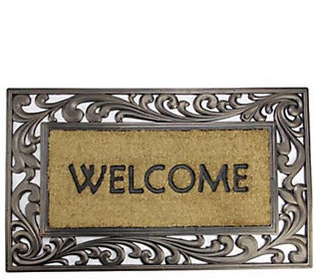 Northlight "Welcome" Rubber and Coir Scroll Doo r Mat