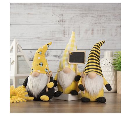 Northlight Yellow Gingham Hat Spring Gnome with Chalk Board