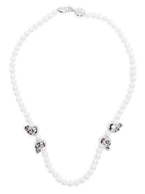Northskull Atticus Skull pearl-embellished necklace - White