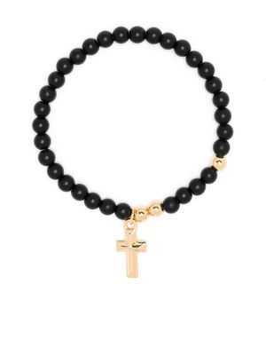 Northskull beaded cross-pendant bracelet - Black