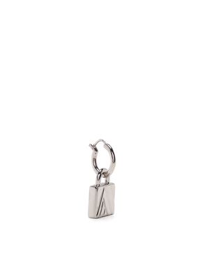 Northskull engraved padlock hoop earring - Silver