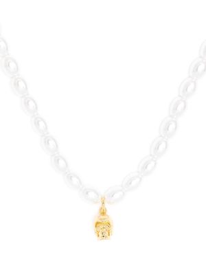 Northskull skull pearl-embellished necklace - White
