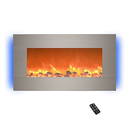Northwest 31" Electric Fireplace 13 Backlight C olors - Silver