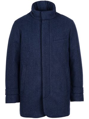 Norwegian Wool down-lined herringbone coat - Blue