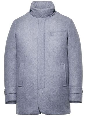 Norwegian Wool herringbone padded hooded jacket - Blue