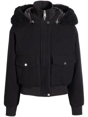 Norwegian Wool hooded bomber jacket - Black