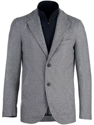 Norwegian Wool layered-design wool-blend blazer - Grey