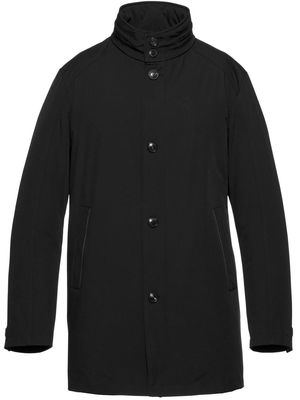 Norwegian Wool padded single-breasted coat - Black