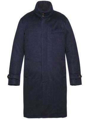 Norwegian Wool single-breasted cashmere coat - Blue