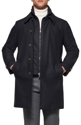 Norwegian Wool Waterproof Virgin Wool & Silk Down Coat with Removable Bib in Black