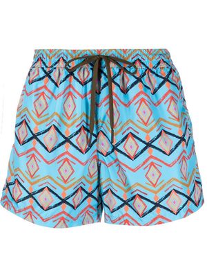 Nos Beachwear abstract-pattern swim shorts - Blue
