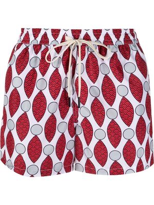 Nos Beachwear abstract-pattern swim shorts - White