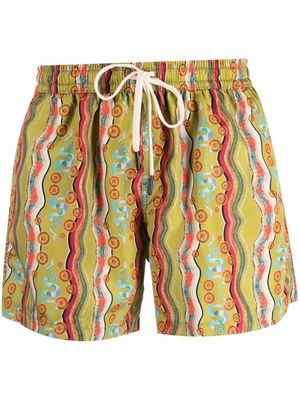 Nos Beachwear abstract-print swim shorts - Green