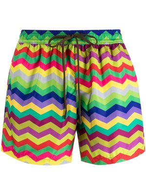 Nos Beachwear colour-block swim shorts - Green