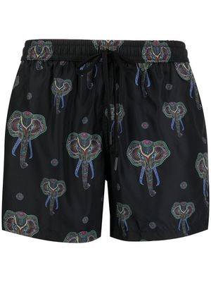 Nos Beachwear elephant-print swim shorts - Black
