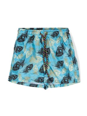 Nos Beachwear graphic-print swim shorts - Blue