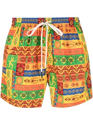 Nos Beachwear graphic-print swim shorts - Yellow