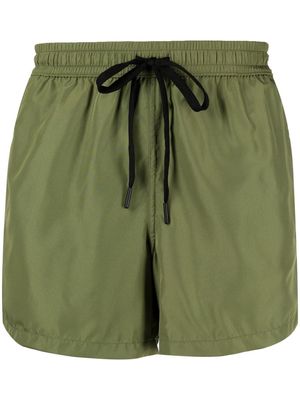 Nos Beachwear logo-patch detail swim shorts - Green