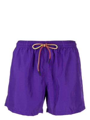 Nos Beachwear logo-patch swim shorts - Purple