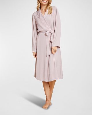 Notched-Collar Washed Satin Robe
