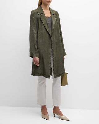 Notched-Lapel Garment-Dyed Woven Coat
