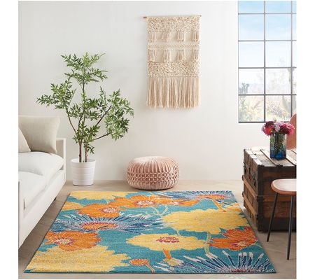 Nourison Allur Turquoise Multicolor 5'3" x 7'3" Rug