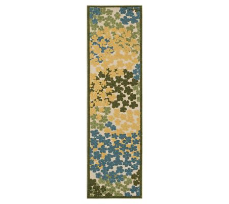 Nourison Home Hydrangea Print Indoor/Outdoor 2.2' x 7.6' Rug