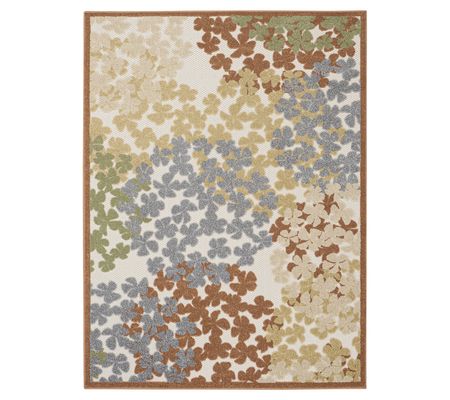 Nourison Home Hydrangea Print Indoor/Outdoor 5.3' x 7' Rug