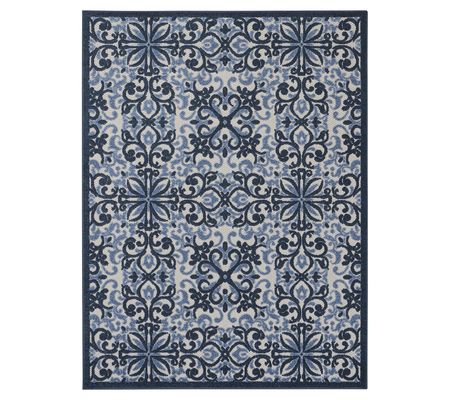 Nourison Home Modern Damask Print In/Outdoor 5.3' x 7' Rug