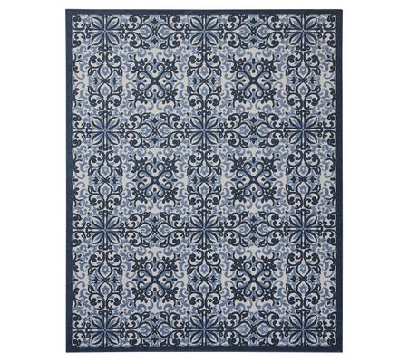 Nourison Home Modern Damask Print In/Outdoor 7.10 x 9.10 Rug